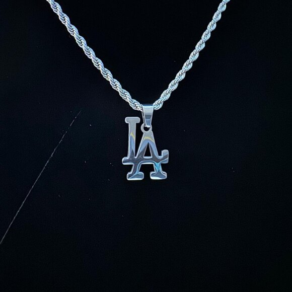 LA Dodgers Necklace - 3mm Rope - 20" Silver Chain - MLB - Baseball - Picture 2 of 2